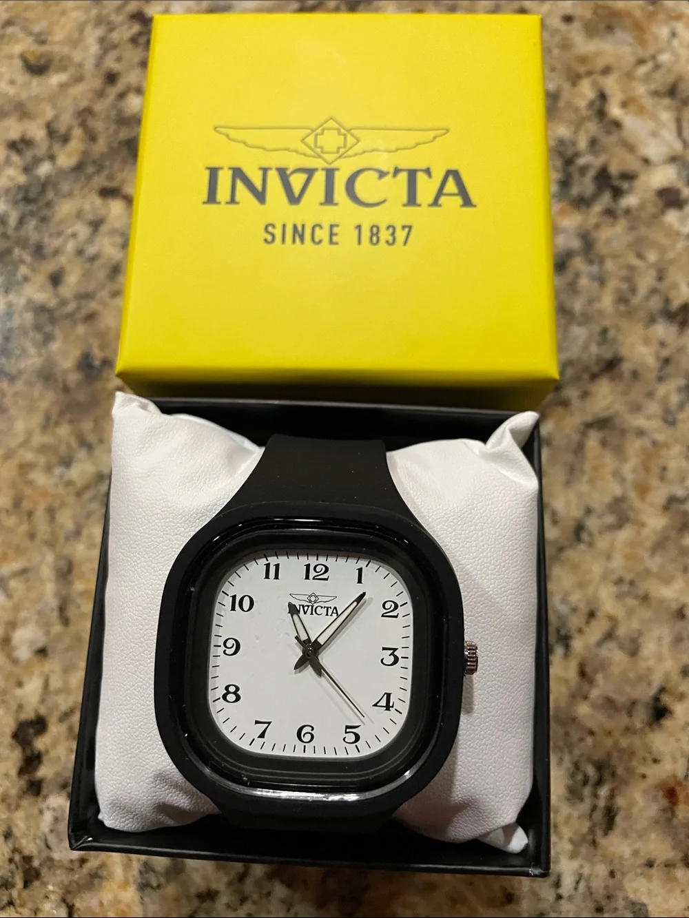 Invicta Black Silicone Strap Watch with White Dial